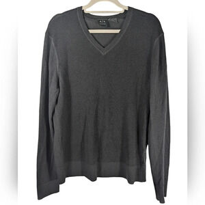 Armani Exchange Men’s Wool V-Neck Oversized Long Sleeve Black Sweater Size M